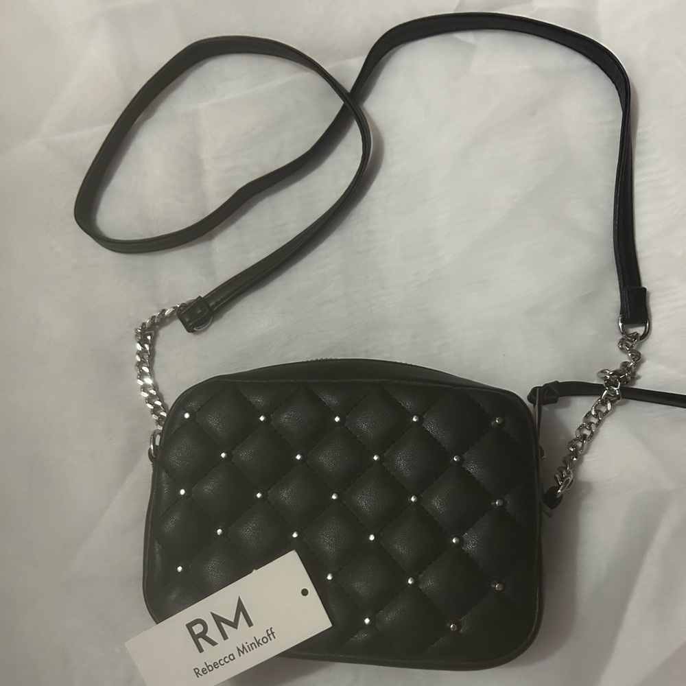 Rebecca Minkoff Black Quilted Crossbody with Silver Studs
